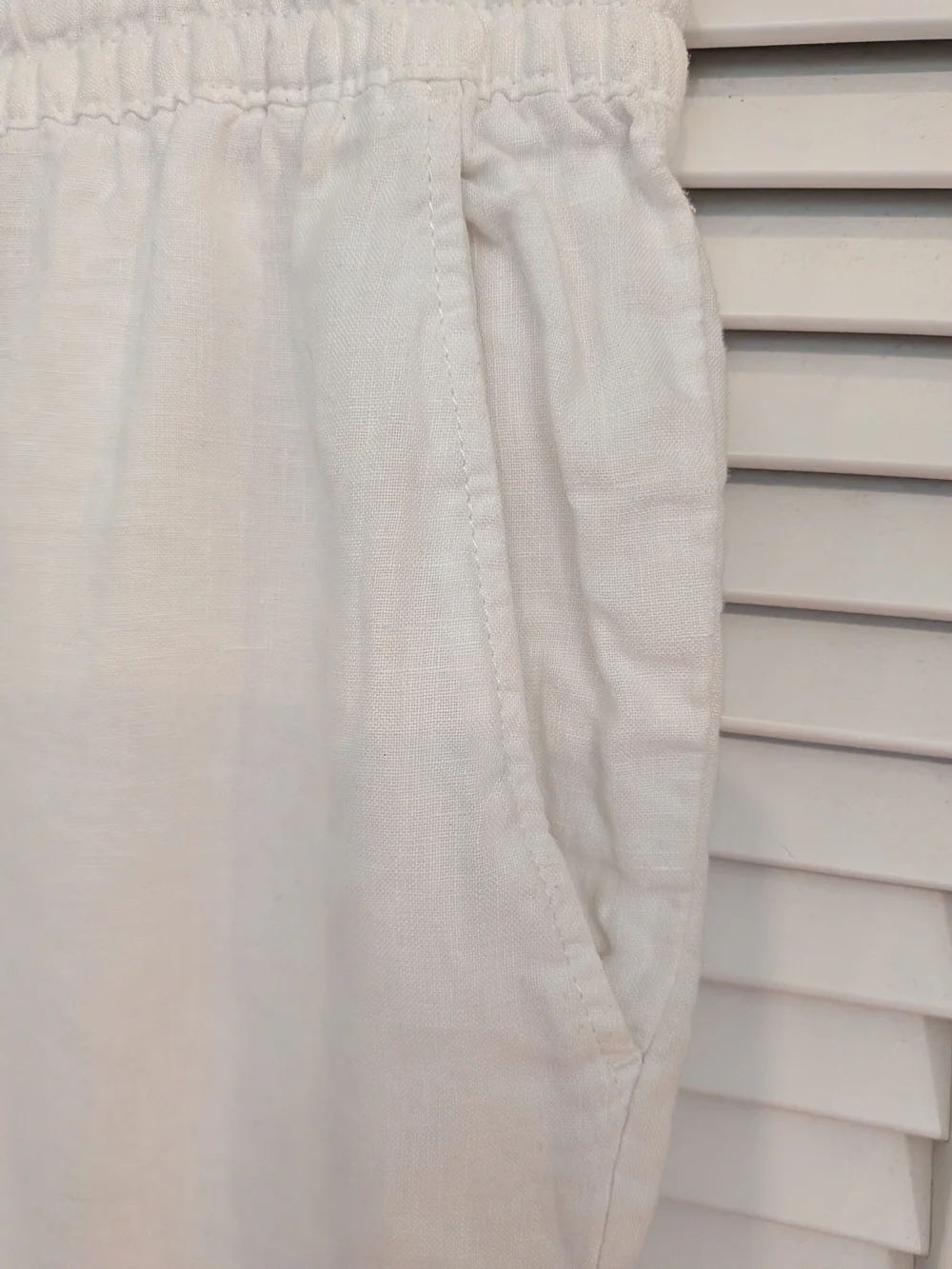 H& M  White Drawstring Linen Blend Pants Women Size 8 (Medium)